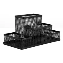 

High Quality Black Cube Metal Stand Mesh Style Pen Pencil Ruler Holder Desk Organizer Storage