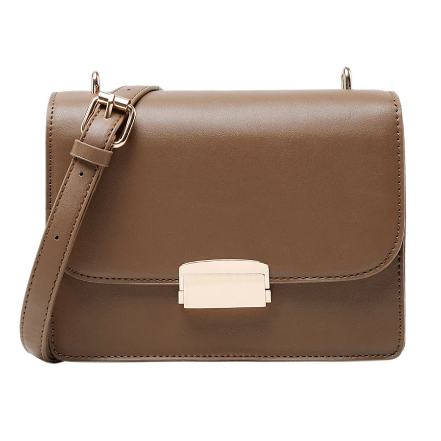 

Solid Color Retro Lock Buckle Women Square Shoulder Bag Classic Leather Messenger Bag Female Harajuku Style Casual Lady Bags