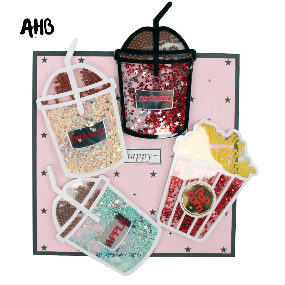 

AHB 50mm*90mm Sequin Filling Acrylic Fashion Coke Cups Liquid Quicksand Cover For Phone DIY Sequin Ice Cream Patch Cases