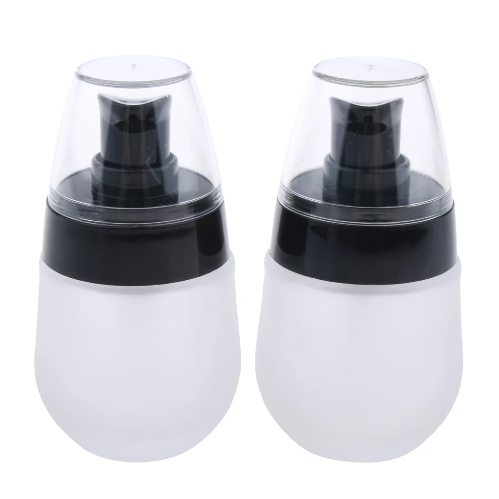 2 x Frosted Glass Refillable Pump Lotion Spray Bottle Makeup Container 30ml for Storaging the Cosmetic Liquids