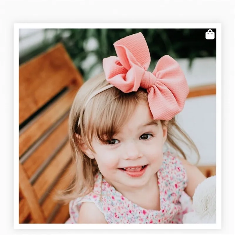 

Baby Headband For Girls Big Hair Bow Elastic nylon Hair Bands Kids Turban Head Wrap Hair Accessories