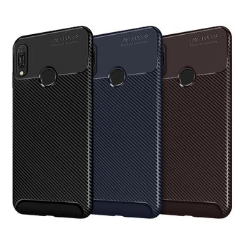 

100pcs Armor Shockproof Carbon Fiber Case For Huawei P20 Mate 20 10 Pro Lite Y9 Y6 Y7 Prime Pro 2019 2018 Soft TPU Rugged Cover
