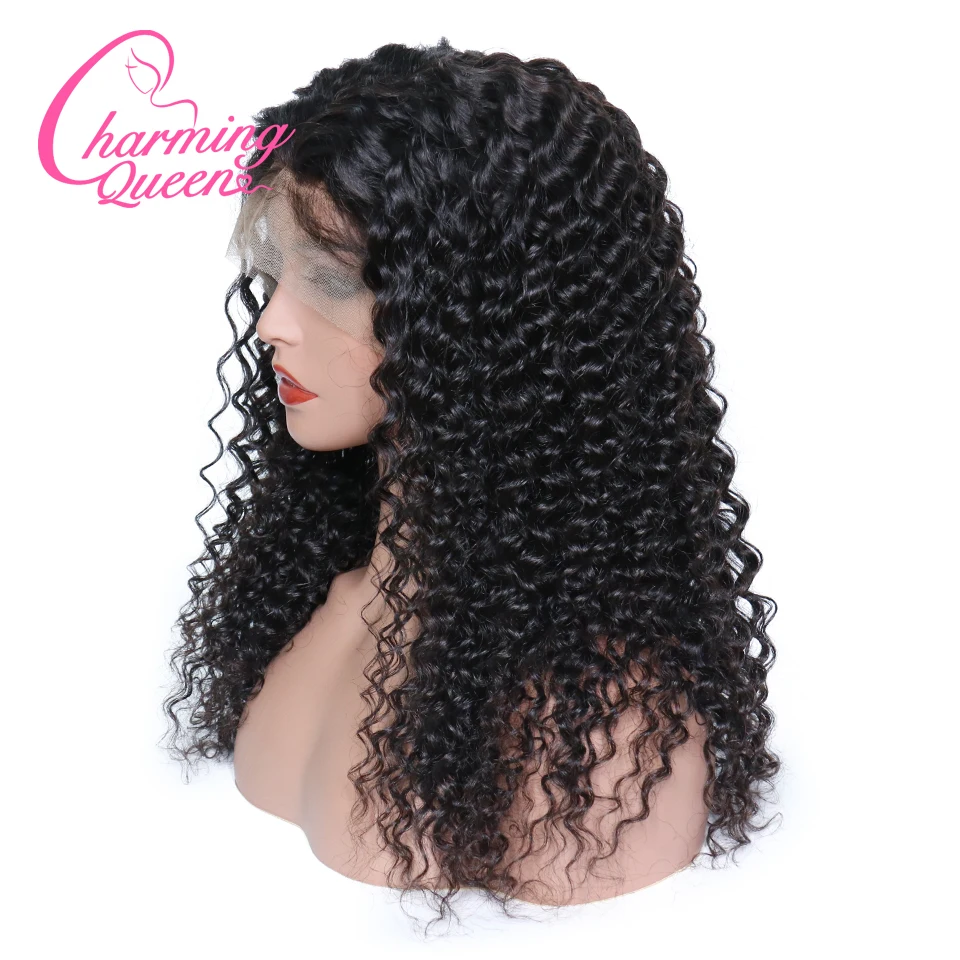 

Curly Full Lace Human Hair Wigs For Black Women Glueless Brazilian Remy Hair Pre Plucked Lace Wigs With Baby Hair Charming Queen