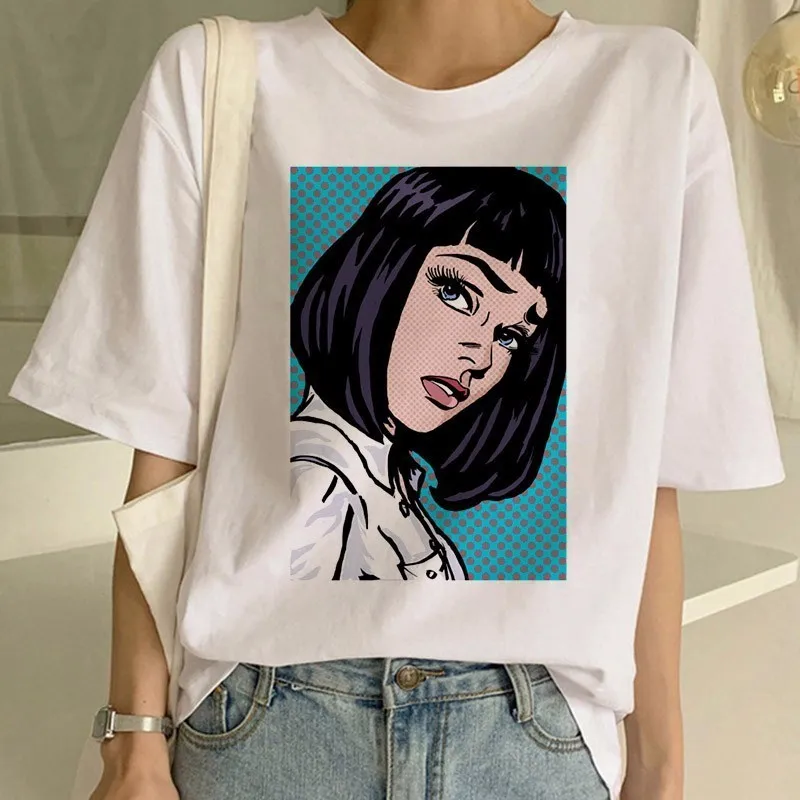 Женская футболка с забавным принтом из фильма Pulp fiction, Миа Харадзюку, Ulzzang, летняя футболка, модная Дева Мэри Миа, футболка, женские футболки - Color: 572