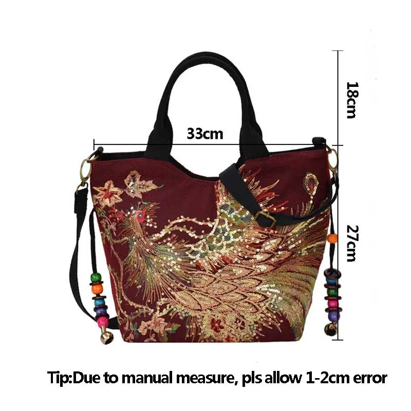 Women Vintage Shoulder Bags Peacock Embroidery Female Handbag Lady Messenger Bag Sequins Top-Handle Tote Crossbody SS7037 (12)