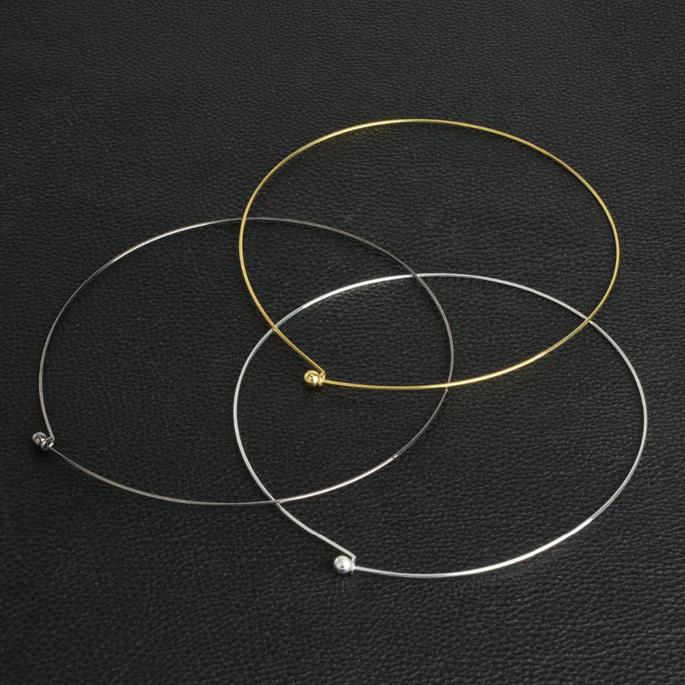 FASHION DIY 10Pcs Silver Plated Black Gold-color Ball Bead Clasp Necklace Collar Choker Metal Torques Necklace Punk Jewelry