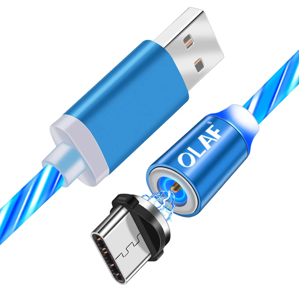 OLAF светодиодный светильник Магнитный USB кабель Быстрая зарядка Micro usb type C кабель зарядное устройство для Iphone 7 8 X XR XS Max для Redmi Note 7 шнур