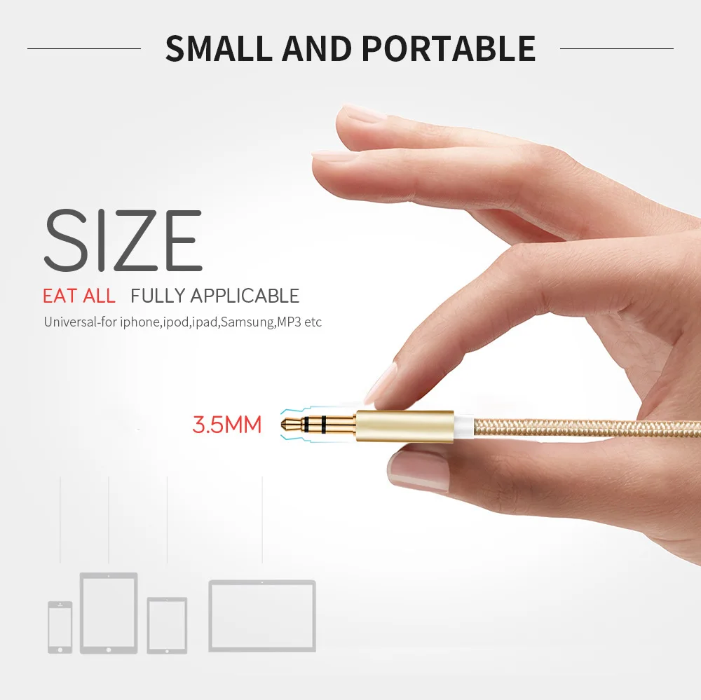 3.5mm Jack Audio Cable 3.5 Male to Male Cable Audio Straight AUX Cable for Car Headphone MP34 Aux Cord For Samsung Galaxy S8-6