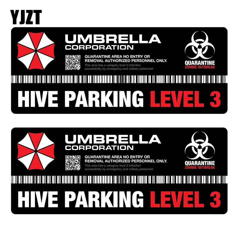 

YJZT 14x5.8CM 2X UMBRELLA Hive Die Cut Resident Evil Decal Personality Retro-reflective Car Sticker C1-8003
