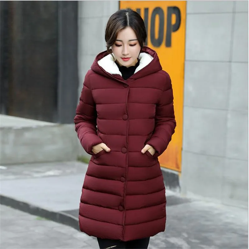 long Moyen army Doux Femmes Laine Capuchon Veste À Chaud Hiver Femelle Parka red Épaissir 2017new Black Coatcq685 3xl Le Survêtement gray Plus Coton Bas Green Taille Vers La qz48txAd