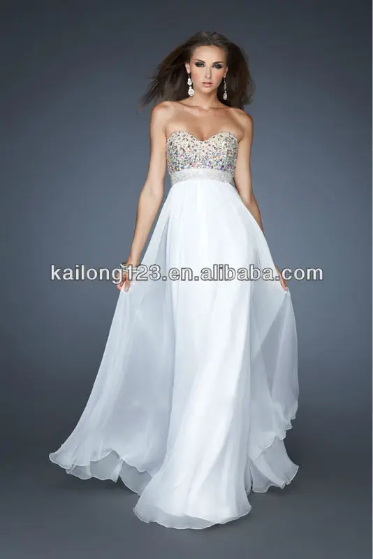 Custom Made Sweetheart Long Beaded Bodice Rhinestone Belt Flowing Custom Made Sweetheart Long Beaded Bodice Rhinestone Belt Flowing Gathered Chiffon White Dresses Parties In Prom From Weddings Events On