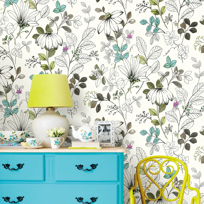 

0.53x10m Pastoral Floral Pattern Wallpaper Wedding Room Bedroom Bedside Living Room TV Background Wallpaper