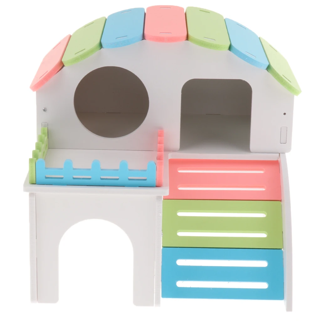 Hamsters Villa Nest Small Pet Bed Two-layer with Ladder and Balcony Cage Toy