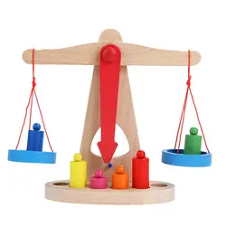 Обучающая игрушка маленький деревянный баланс игрушечные весы с 6х весов для детей