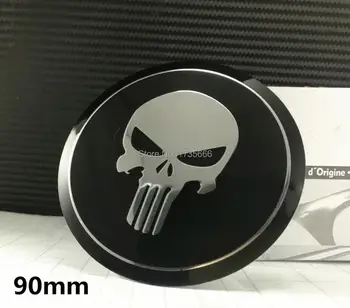

4pcs 90mm Car Tire Wheel Center Hub Cap Punisher Skull Emblem Badge Decal Sticker Modify for VW
