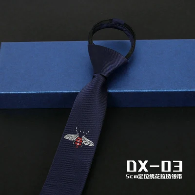 high quality black hide green 5CM Korean plate narrow tie boys and girls easy to pull no knot lazy ZIPPER TIE