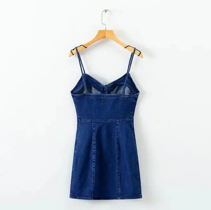 Toppies Women 2019 Summer Blue Denim Dress V-neck Slim Jeans Dress with Buttons Female Mini Dress
