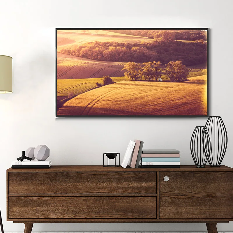 

Modern Large Size Golden Wheat Field Canvas Painting Autumn Posters Suburbs Landscape Print Wall art Pictures for Living Room