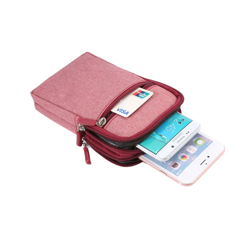 iphone 7 plus phone cases 4 Colors Pen Slot Design 3 Zippers Carabiner Pockets Bag For Multi Phone Model Hook Loop Belt Pouch For Smart Phone 6.3" Below case for iphone 8