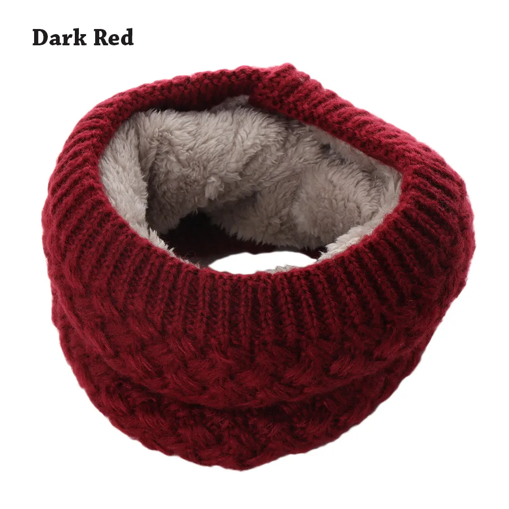 1 шт., модный теплый вязаный шарф, двухслойный мягкий флисовый шарф с круглыми петлями, осенне-зимний теплый шарф - Цвет: 1-dark red