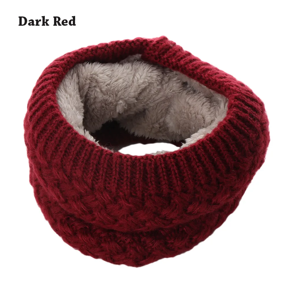 A-dark red 1 шт., Зимний теплый шарф-хомут, Круглый вязаный шарф для женщин и девочек, вязаный шерстяной шарф с круглым вырезом, Одноцветный шарф-снуд Infinit - Цвет: A-dark red