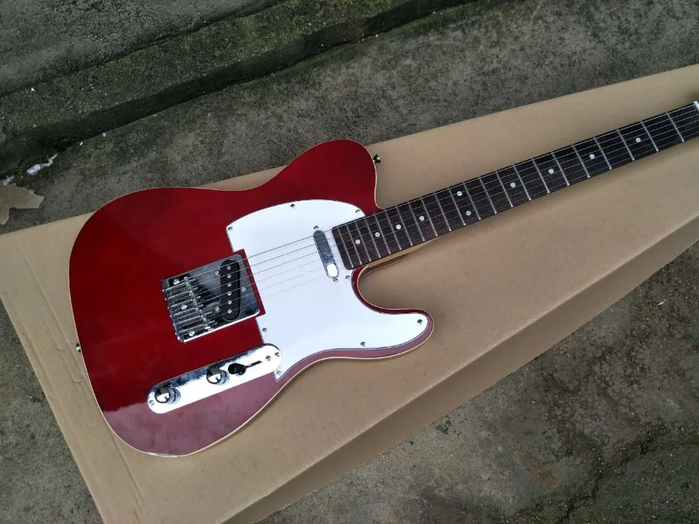 

Factory Customized Deep Red Electric Guitar with Roseboard, White Pickguard, White Binding, Customized, Free Delivery