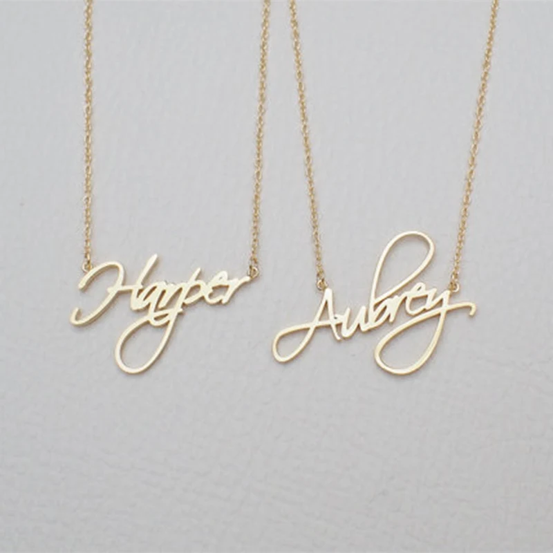 Custom Name Necklace Women Personalized Gift Customized Pendant Cursive Handwriting Stainless Steel Chain Fashion Jewelry 2019