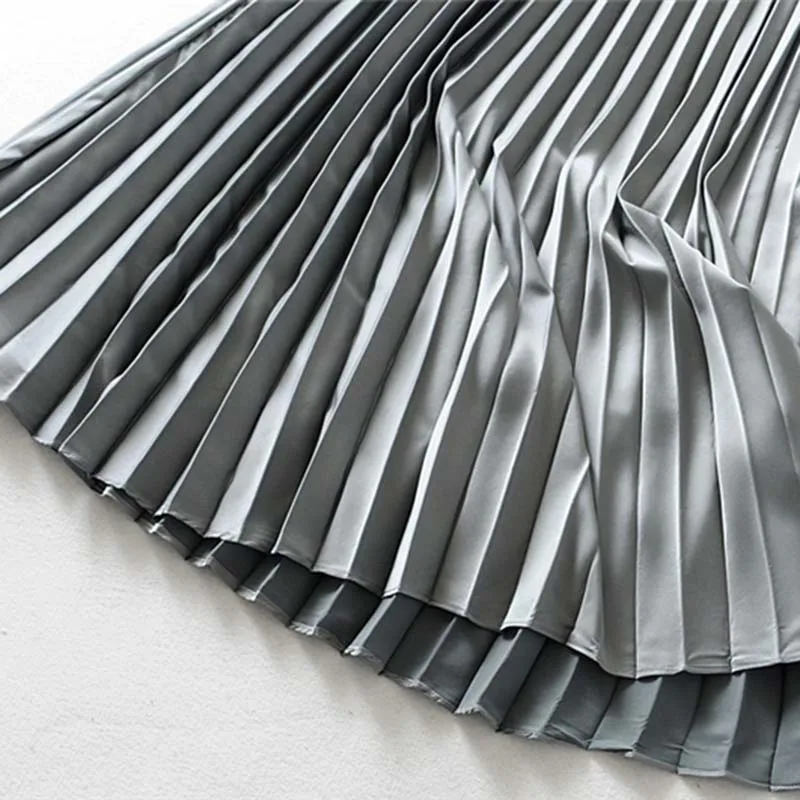 Fashion Lady Pleated Long Skirt Spring Loose Soild High Waist Length Skirt All-match Womens Party Casual Ankle-Length Skirts Fashion Lady Pleated Long Skirt Spring Loose Soild High Waist Length Skirt All-match Womens Party Casual Ankle-Length Skirts