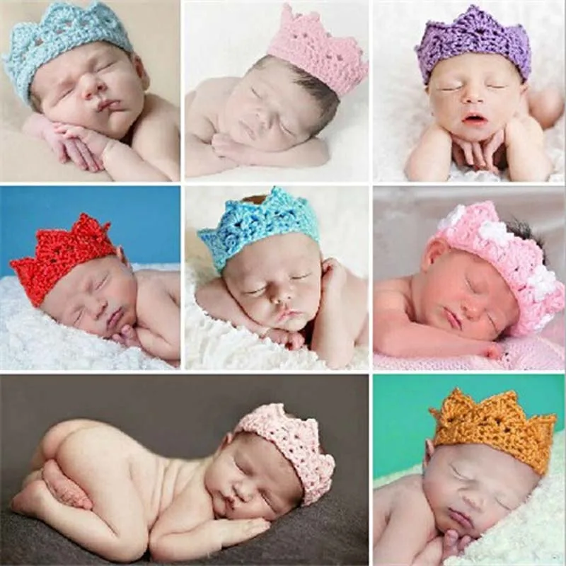 Baby Infant Newborn Crochet Knitted Crown Hat Cute Headband Photographic Props