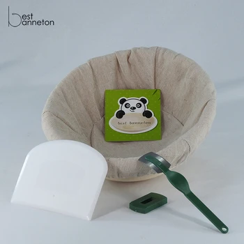 

10 Inch Bread Proofing Basket - Banneton Proofing Basket + Cloth Liner + Dough Scraper + Bread Lame Sourdough Basket
