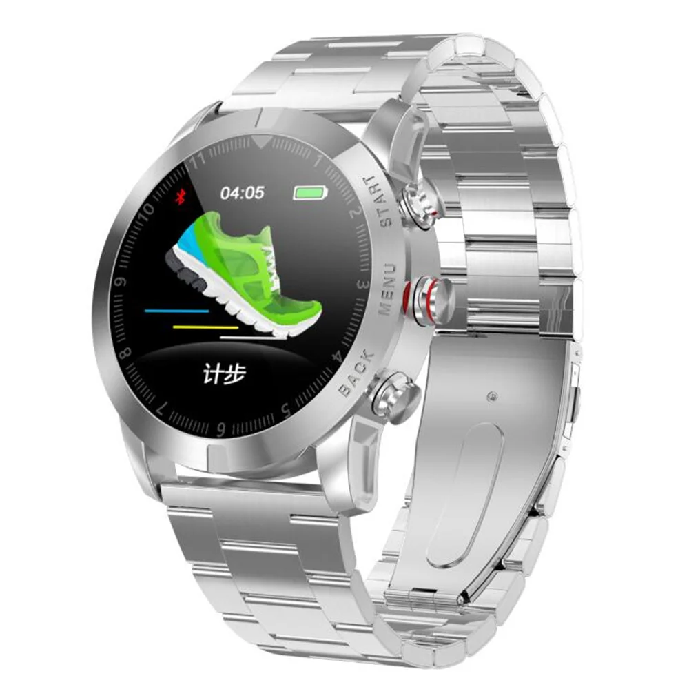 Новые смарт-часы мужские 1,3 дюймов сенсорный экран для сердечного ритма монитор спортивные часы IP68 Водонепроницаемые фитнес-часы - Цвет: metal strap2