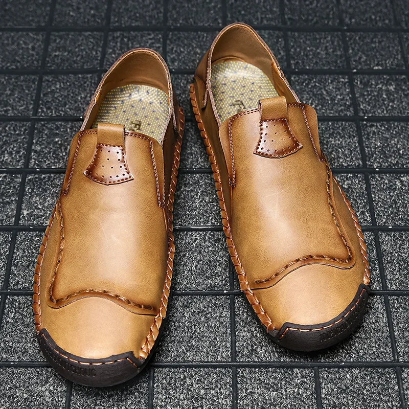 

Fashion British retro style men's leather shoes comfortable wearable men casual shoes high quality leather breathable lazy shoes