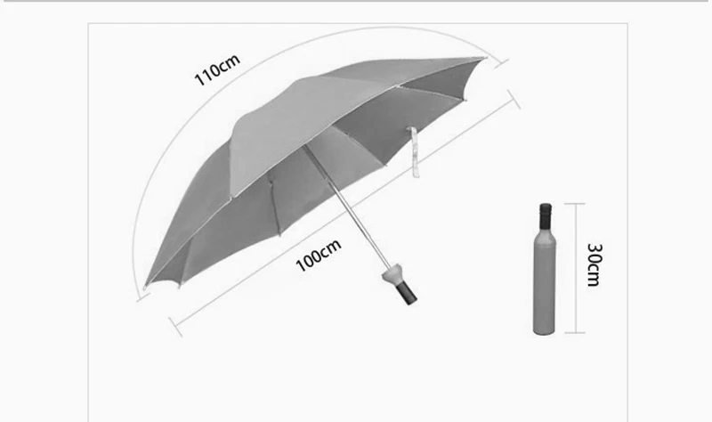 100pcs New Creative Women Wine Bottle Umbrella 3 Folding Sun-rain UV Mini Umbrella For Women Men Gifts Rain Gear Umbrella sale