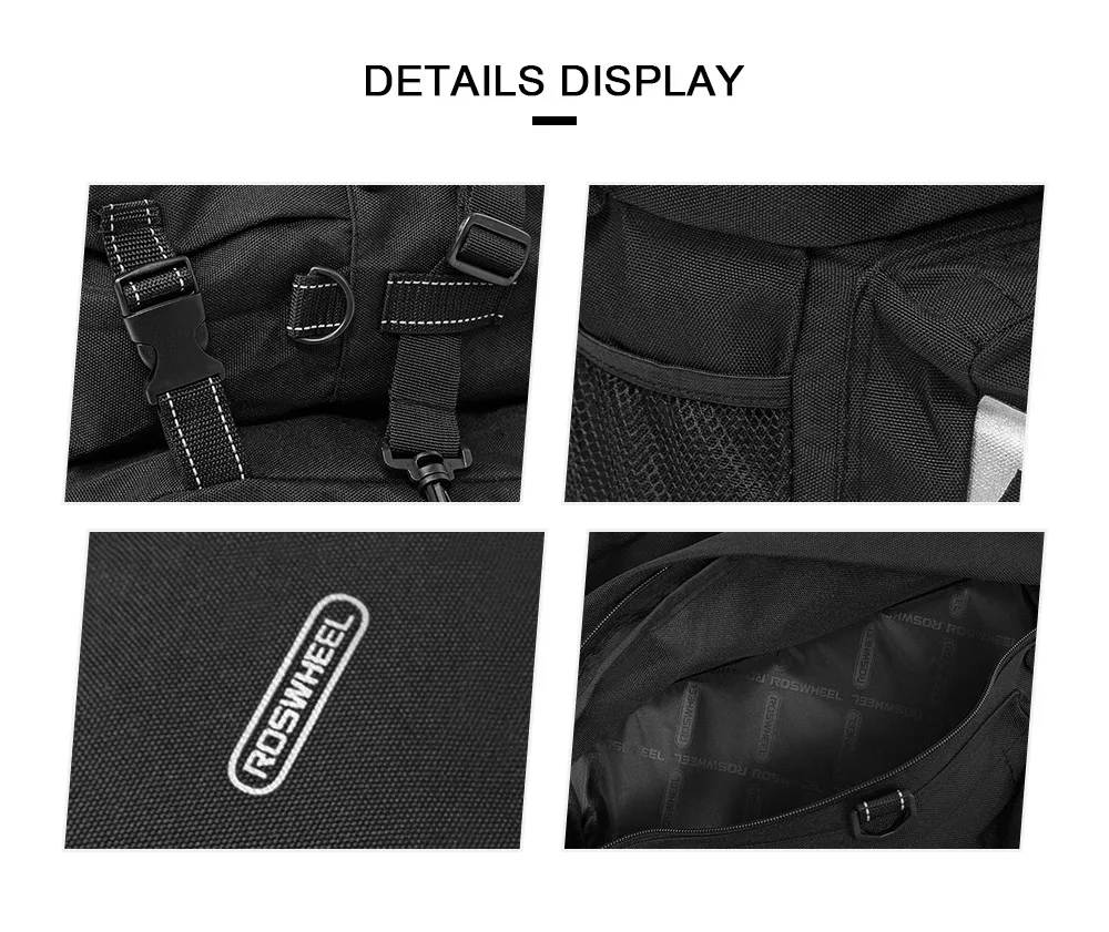 Discount Roswheel Bike Carrier Bag Bicycle Panniers Bike 37L Durable Waterproof 3 In 1 Bicycle Rear Pannier Bike Bag 7