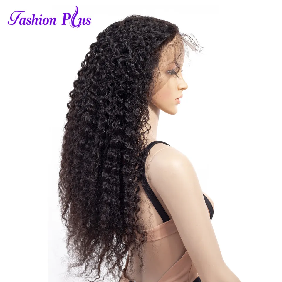 Fashion Plus Curly Full Lace Human Hair Wigs For Black Women Pre Plucked Full End Remy Peruvian