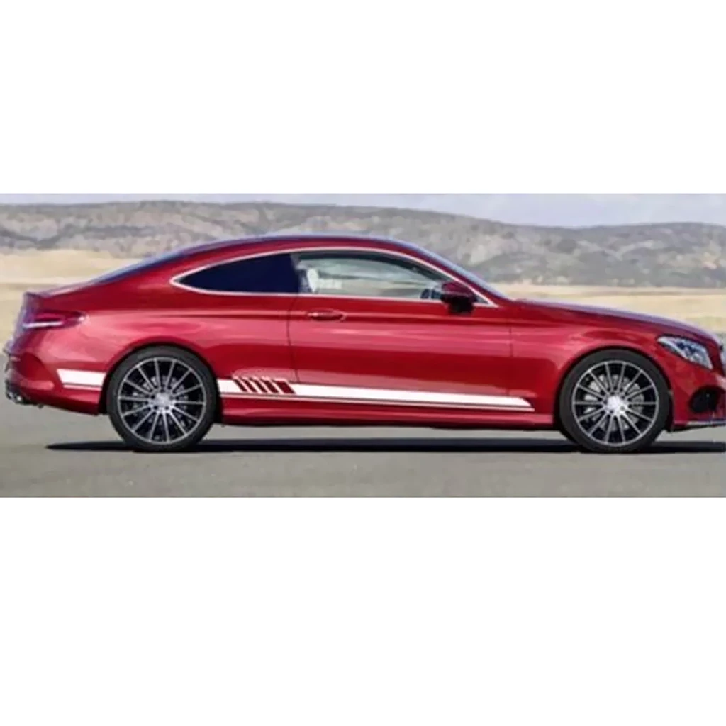 2 Pieces Universal Car Body Side Stripes Skirt Vinyl Decals Sticker Decor Waterproof Self-adhesive Removable Last longer