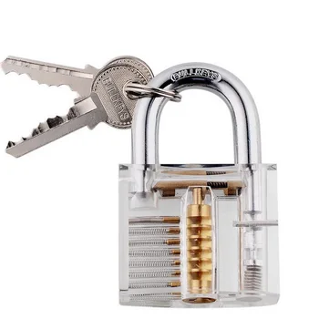

Transparent Crystal Visible Cutaway Lock Locksmith Tools Inside View Padlock for Lock Pick Training Trainer Key Broken Tool
