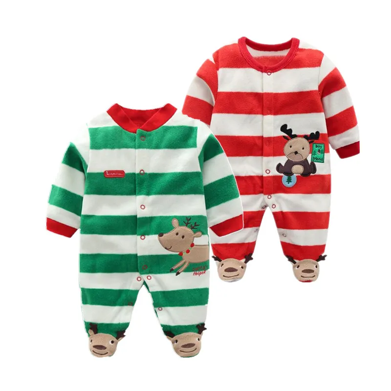 Christmas 2021 Newborn baby Rompers Baby Boys romper warm fleece Baby