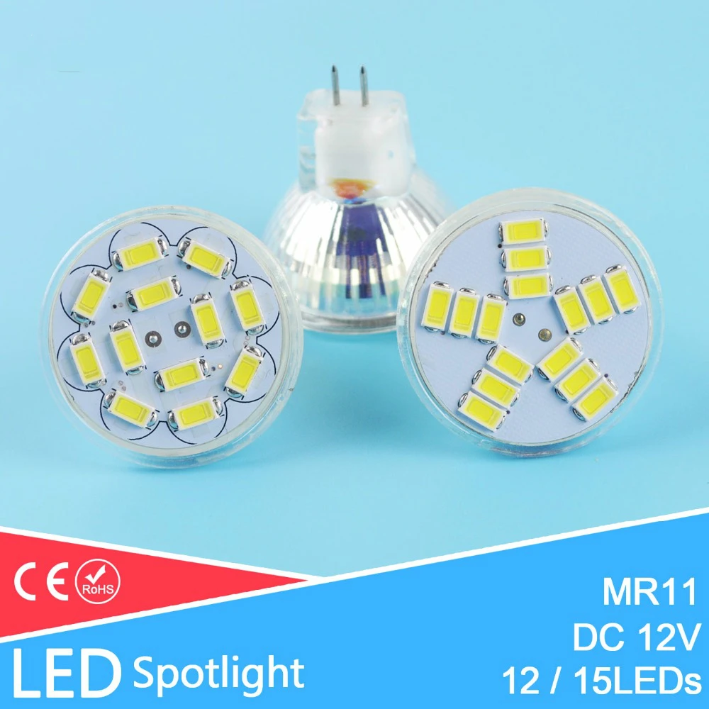 MR11 Светодиодный прожектор DC 12 В 3 Вт 5 5730 SMD Светодиодная лампа Энергосберегающая