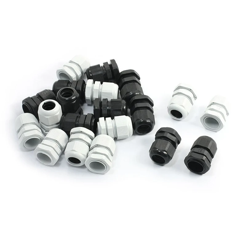 20pcs Waterproof Cable Range PG16 10-14mm Cables Gland Black White | Строительство и ремонт