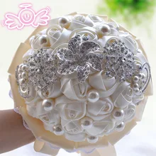 Элегантный индивидуальный Свадебный букет с жемчугом бисером брошь и шелковые розы, романтический свадебный красочный букет невесты