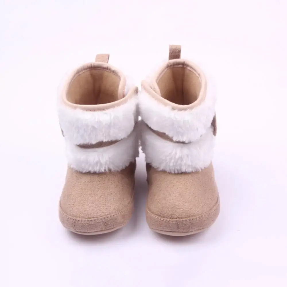 Осень-зима малыша Обувь для девочек Милая теплая обувь с бантом мягкий пушистый для малышей Сапоги и ботинки для девочек - Цвет: Хаки