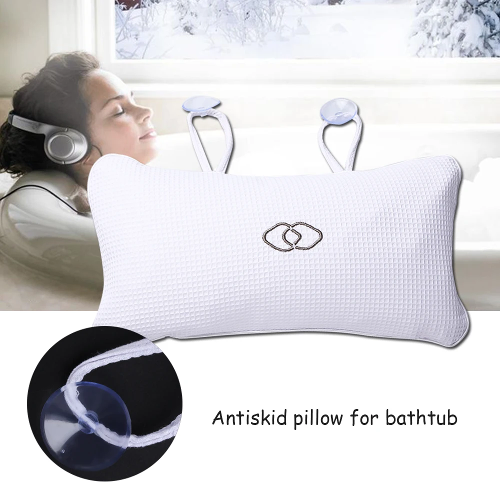 

1PC Hot Creative Anti-slip Bathtub Pillow Spa Bath Cushion Head Extreme Comfort Neck Rest Relax Pillow with Suction Cups