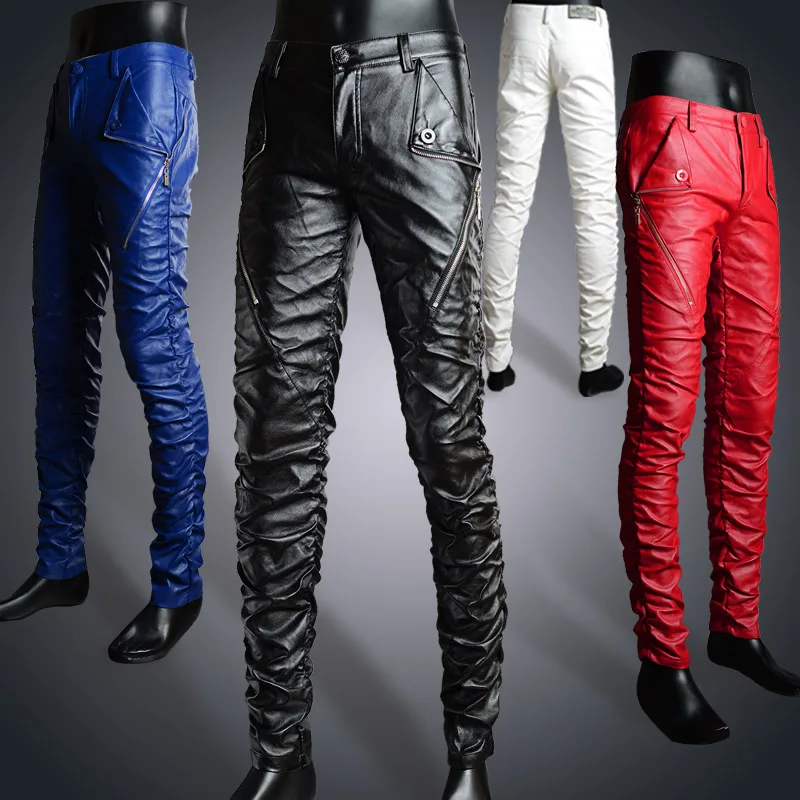 red leather pants high waisted