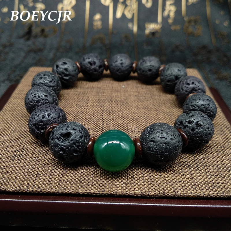 

BOEYCJR Lava Stone Beads Green Natural Stone Bangles & Bracelets Fashion Jewelry Natural Stone Bracelet For Men or Women