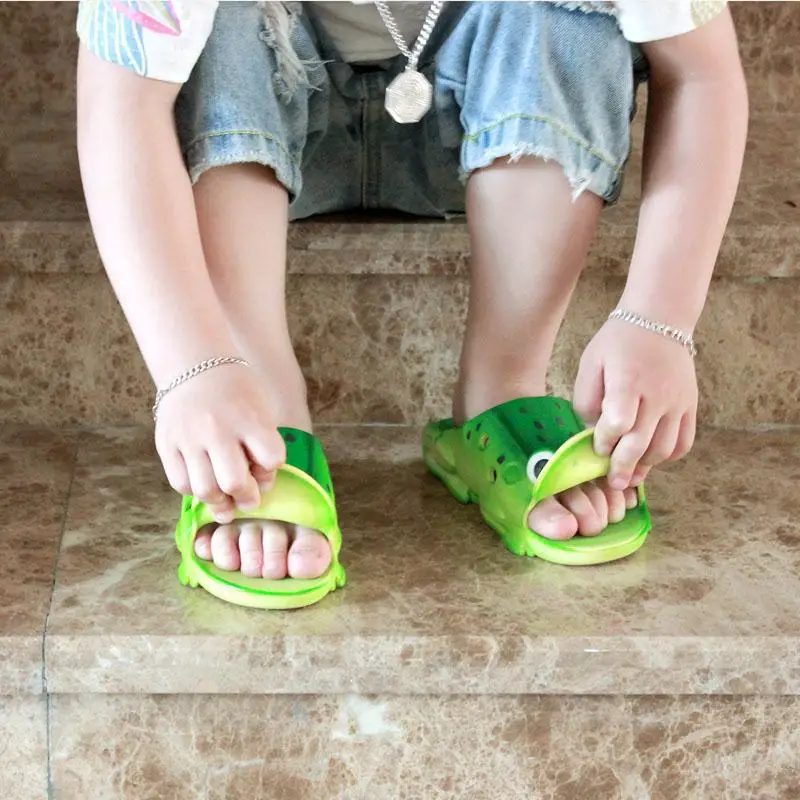 extra wide children's shoes New Arrival 2021 Summer Kids Boys Girls Slippers Cute Frog Slides Hole Beach Slippers Indoor Home Shoes Children Outdoor Sandals best children's shoes