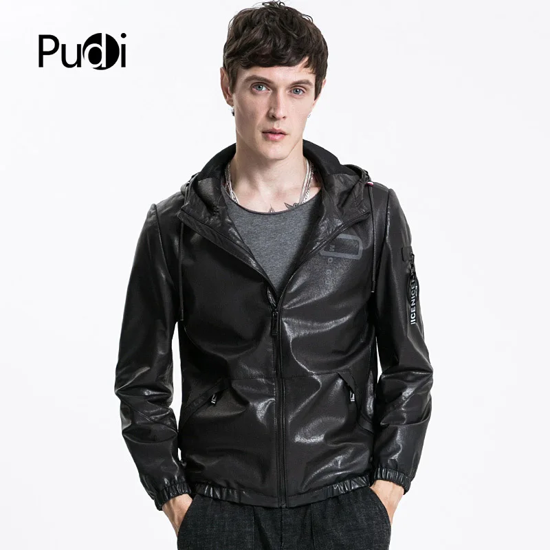 PUDI CW042 2018 Для мужчин новая мода Натуральная овечья кожа Куртки с воротником на