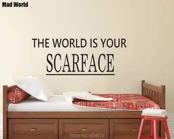 

Mad World-The World Is Yours Scarface Quote Wall Art Stickers Wall Decal Home DIY Decoration Removable Room Decor Wall Stickers
