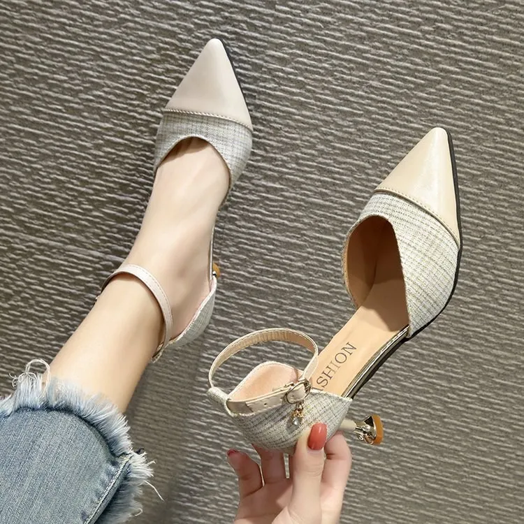 

2019 spring new women's single shoes Korean version of the pointed hollow high heels fashion wild casual high heels