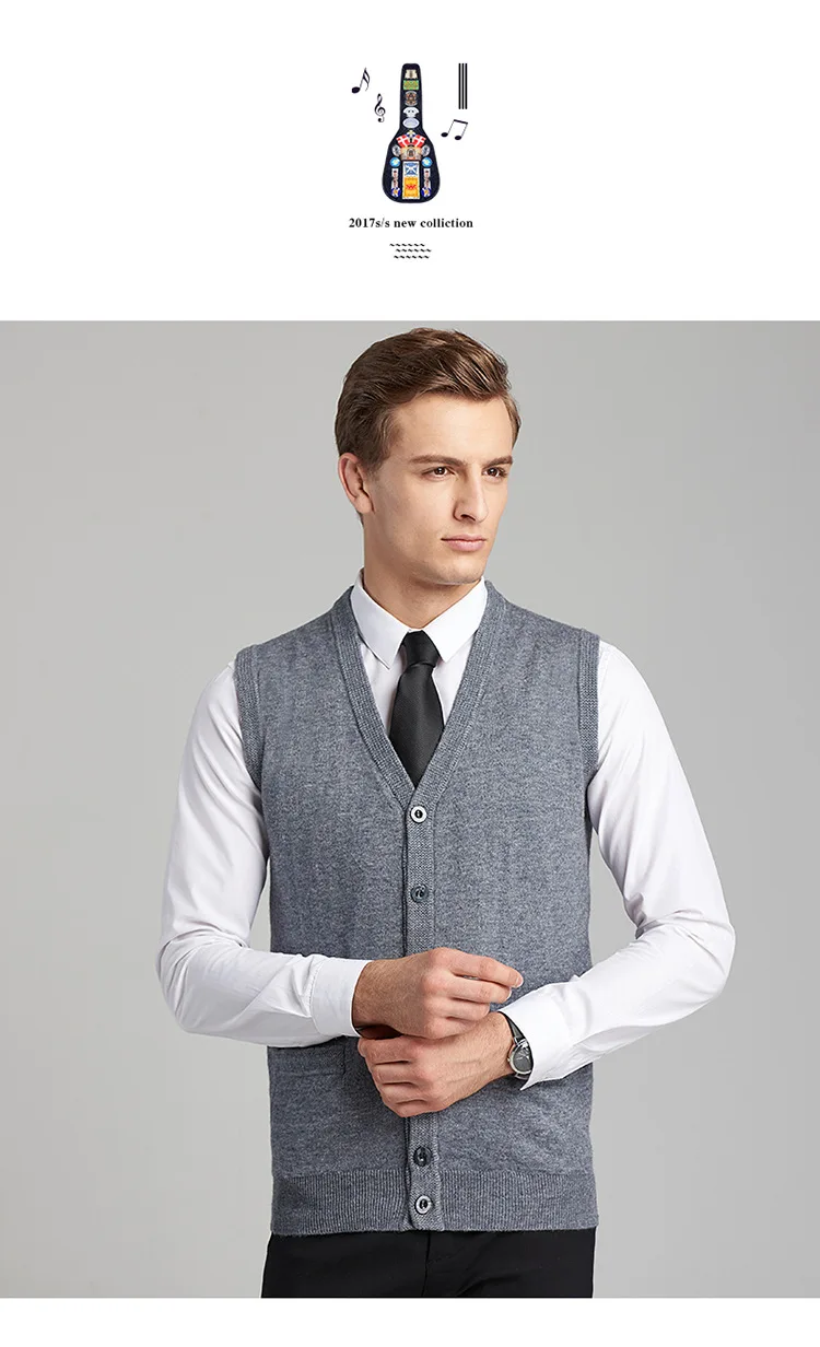 Sleeveless Men Vest Sweater Cardigan Business Casual Male Homme men Classic style FIt Fashion V-Neck Keep Warm Solid MOOWNUC MWC